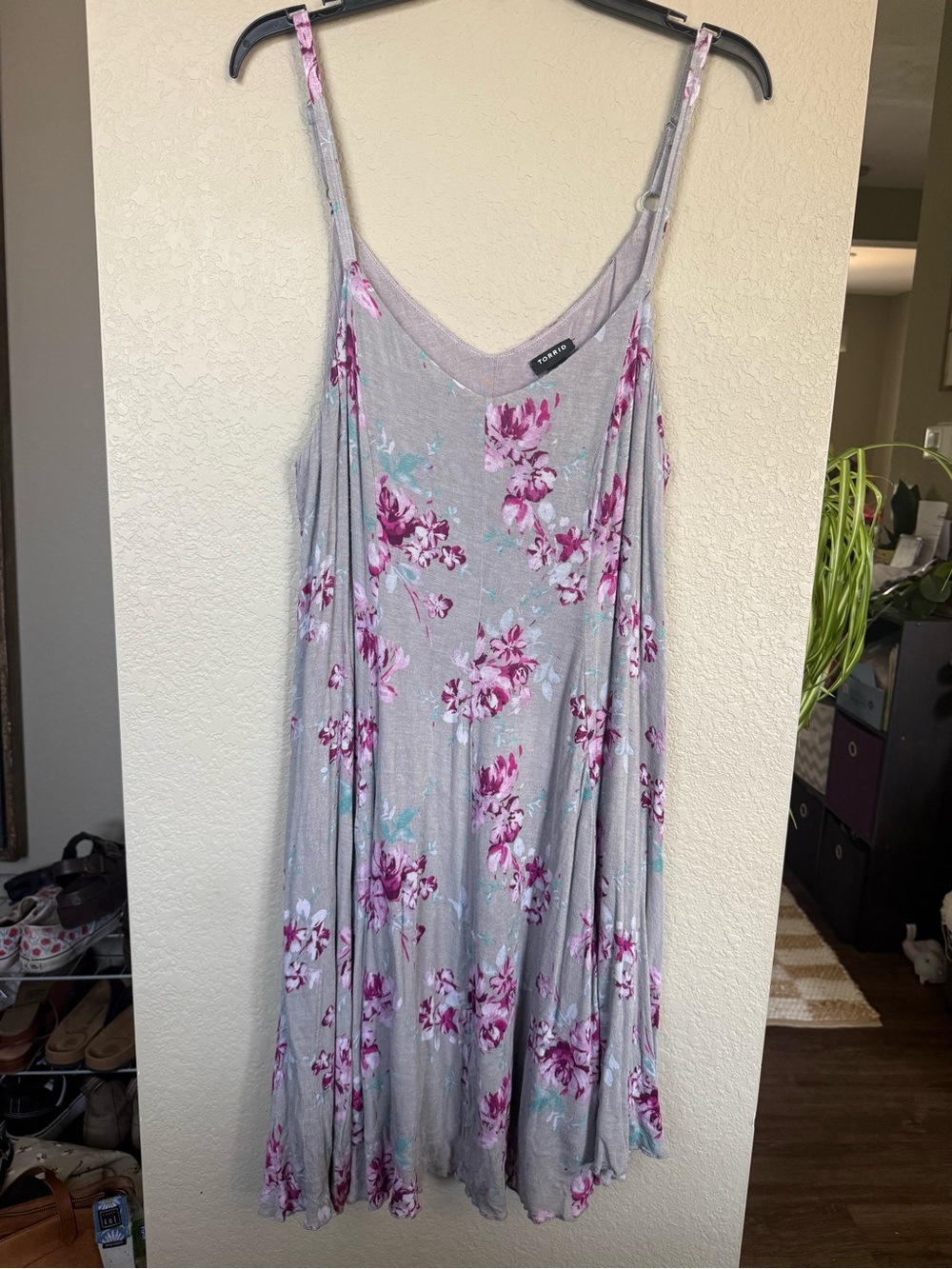 torrid Gray Knit Dress with Pink Floral Accents